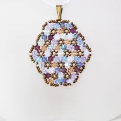 Pendant 30cm - Shea Oval-Violet Organza - Pendant 30cm - Laiton bronze